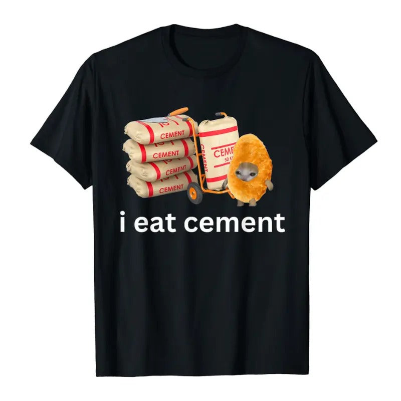 I Eat Cement Funny Cursed Crying Cat Meme T-Shirt Classic Cotton Hoodie, Sweatshirt | RetroVerseTees.com