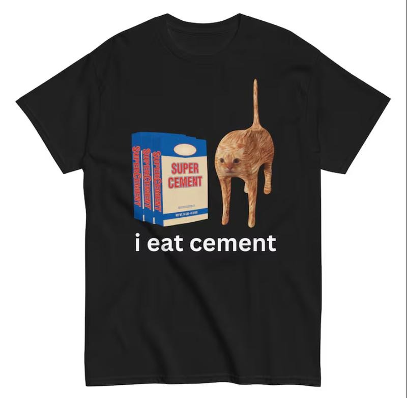 I Eat Cement, Funny Sarcastic Offensive Random Cat Meme T-Shirts, Hoodie, Sweatshirt | RetroVerseTees.com