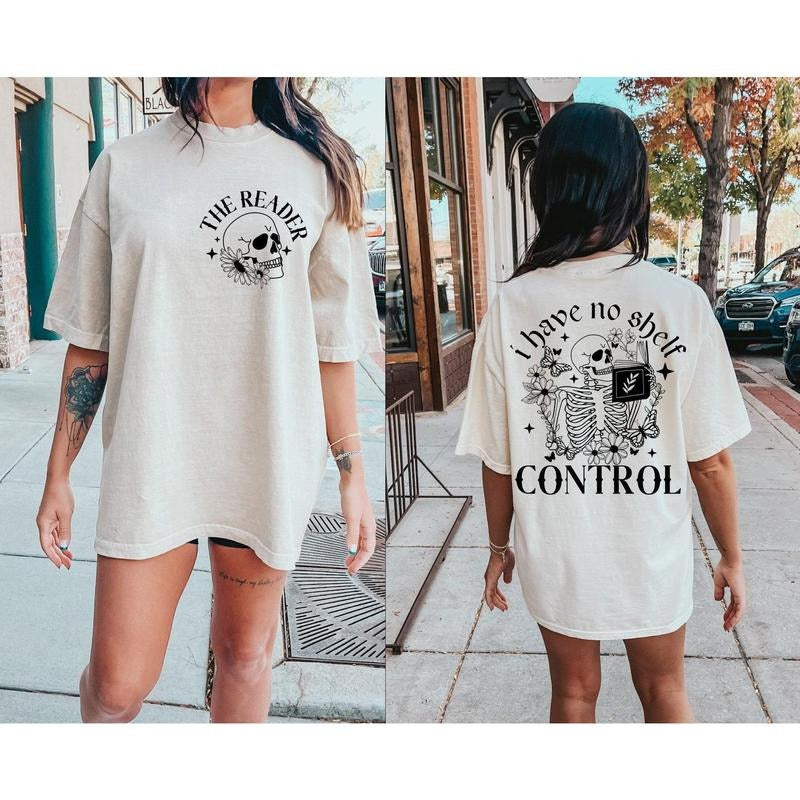 I Have No Shelf Control Shirt, Book Lover Shirt, Floral Skeleton Shirt, Trendy Bookish Hoodie, Sweatshirt