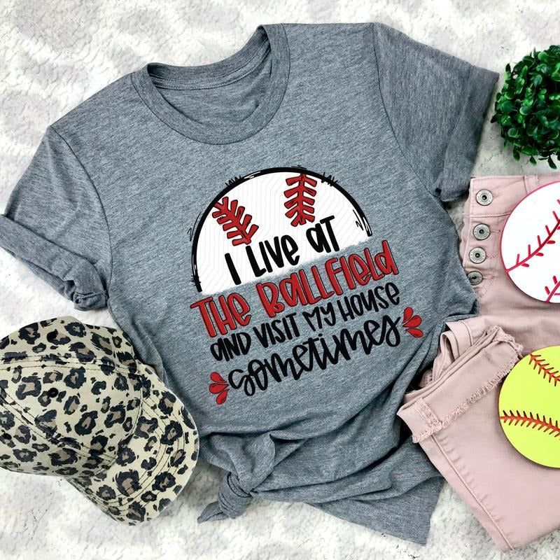 I Live at the Ballfield DTF Transfers - THIS IS NOT A SHIRT Hoodie, Sweatshirt | RetroVerseTees.com