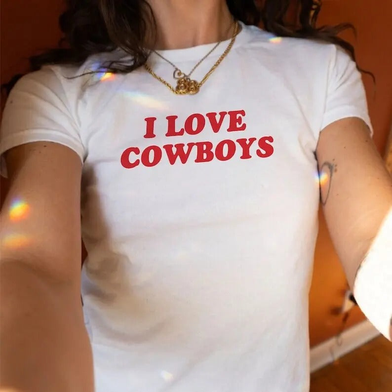 I Love Cowboys Tee | Funny Western Quote Tee | Women Style Shirt | Cowgirl Tee | Country Girl Tee | Funny Gift for Her |...