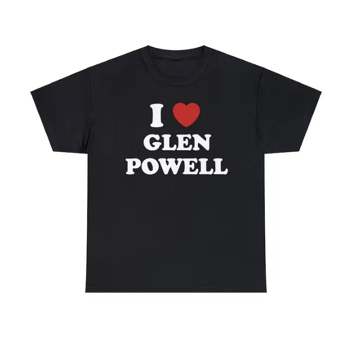 I Love Glen Powell Unisex Tee, Glen Powell Shirt Menswear Top Hoodie, Sweatshirt | RetroVerseTees.com