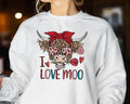 I Love Moo Sweatshirt, Highland Cow Valentine Sweatshirt, Valentines Day Sweater, Cow Lover, Xoxo Cow Sweater, Valentines...