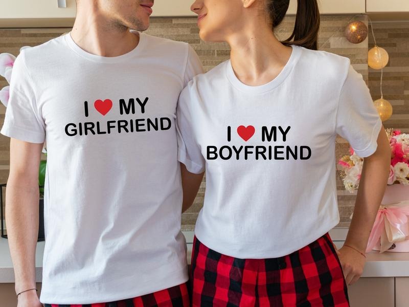 I Love My Boyfriend Shirt, Girlfriend T-Shirt, Valentines Gift Shirt, Matching Couples Tee, Cute Birthday Friend Gift...