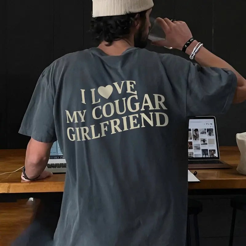 I Love My Cougar Girlfriend Shirt, Boyfriend Gift, I Love My Girlfriend Tee, I Heart My Cougar Shirt, Valentines Gift,...