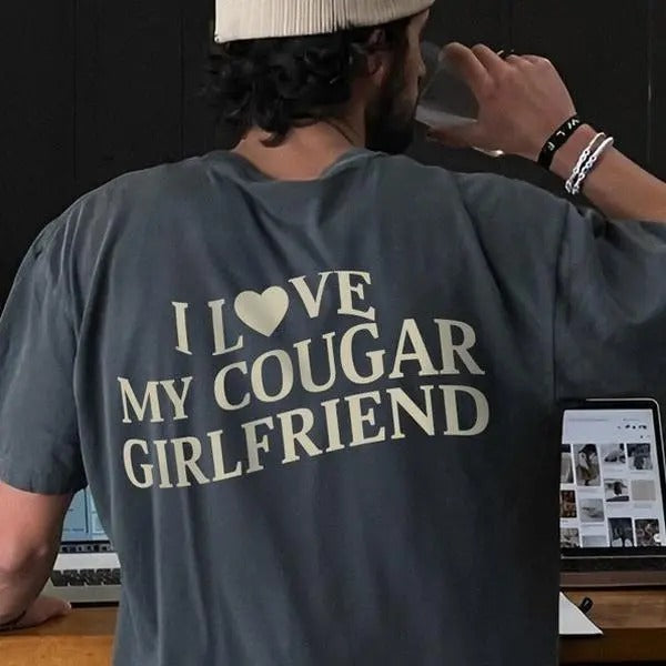 I Love My Cougar Girlfriend Shirt, Boyfriend Gift, I Love My Girlfriend Tee, I Heart My Cougar Shirt, Valentines Gift,...