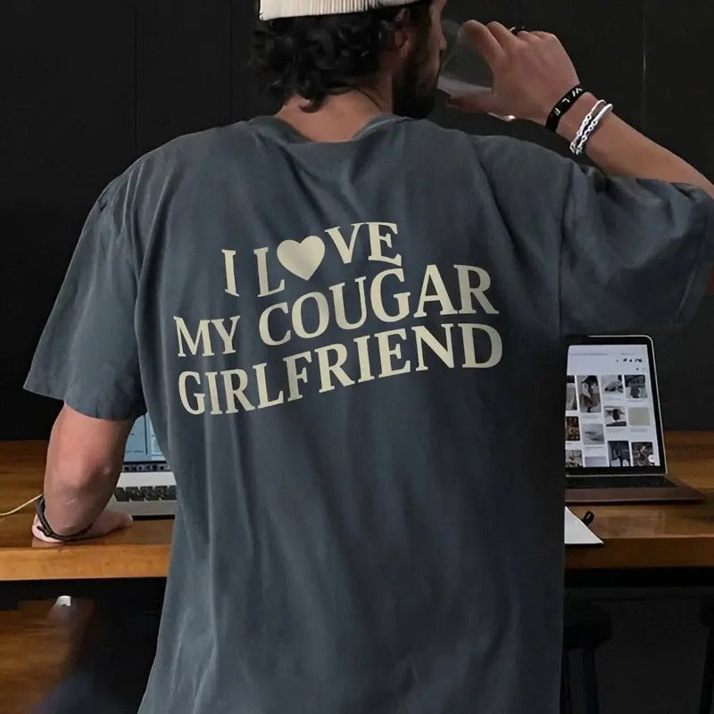 I Love My Cougar Girlfriend Shirt, Boyfriend Gift, I Love My Girlfriend Tee, I Heart My Cougar Shirt, Valentines Gift,...