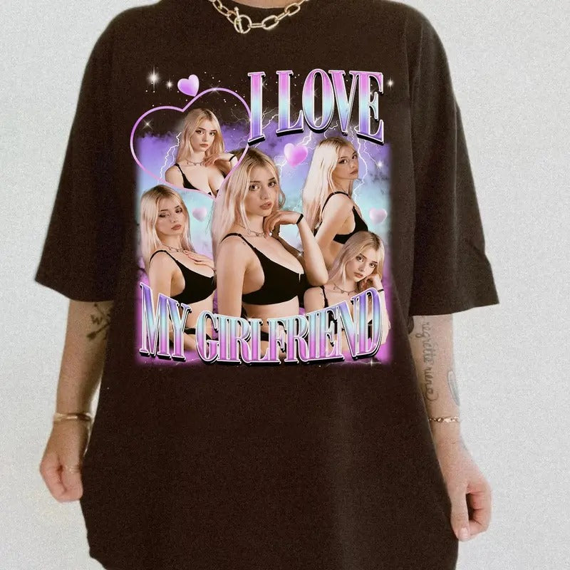 I Love My Girlfriend Shirt Custom Photo, Valentine Gift I Love My Girlfriend Custom Picture, Girlfriend Bootleg Tee...