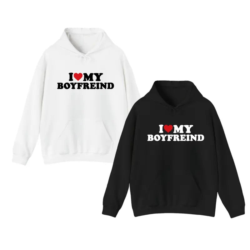 I Love My Hot Girlfriend And Boyfriend Hoodie, I Heart My Hot Girlfriend, Anniversary Gift, Valentine Gift, For Him And...