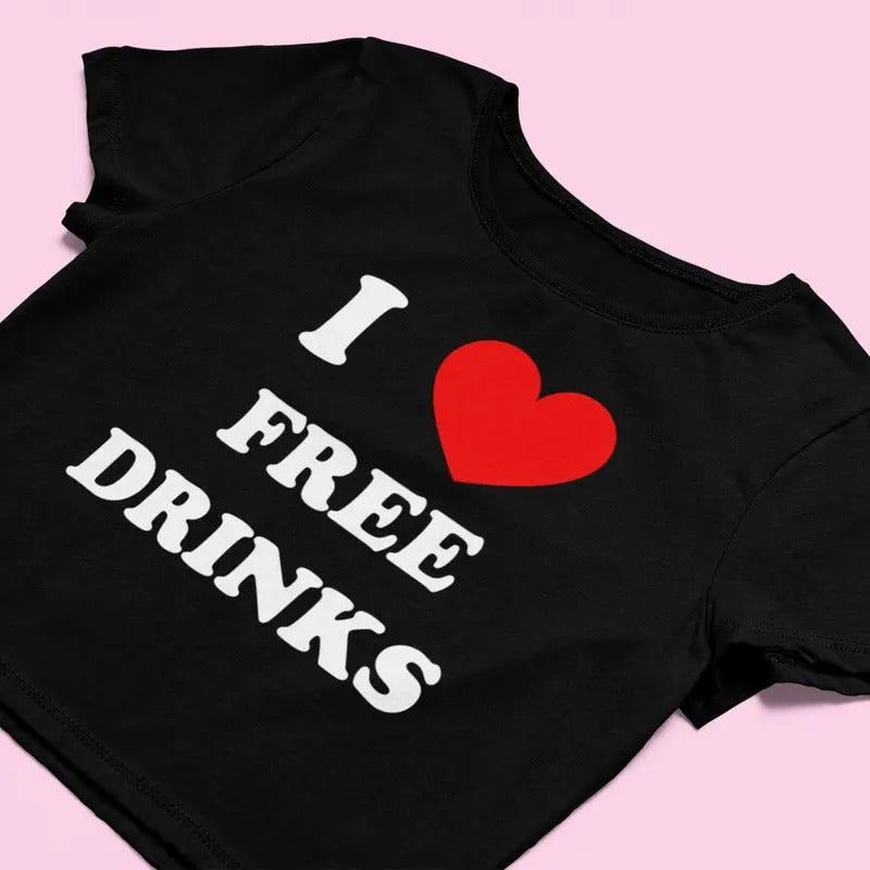I Love Tee, Unisex T-shirt, Gift for him, Gift for her, Trending shirt, I Love Free Drinks  Funny Shirt | Graphic Shirt |...