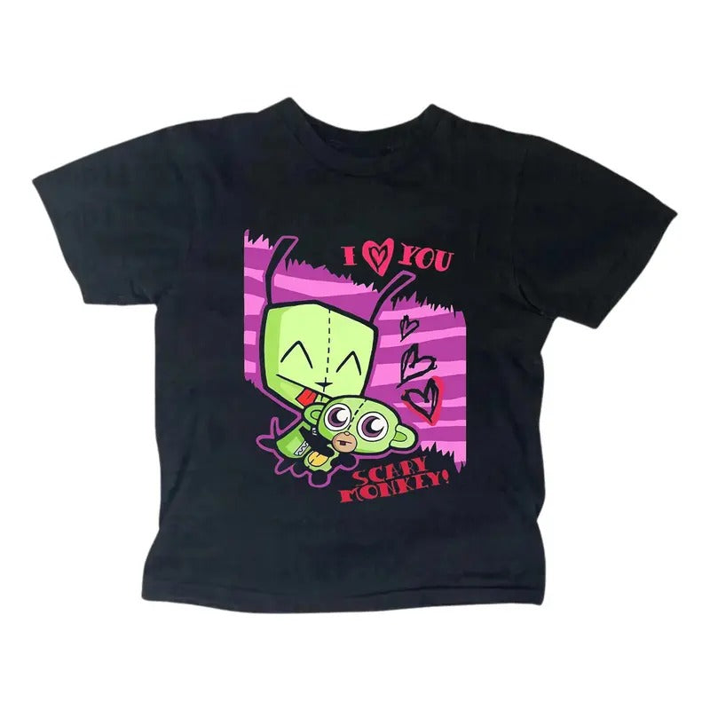 I Love You GIR Baby Tee - Y2K Women Streetwear Gothic Emo Girl Top - Vintage Zim Baby Tee - Scene Clothing 2000s - Gift...