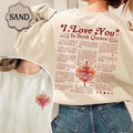 I Love You in Book Quotes Sweatshirt, Book Lover Hoodie, Gift for Reader, Different Ways Say I Love You, Valentine Gift...