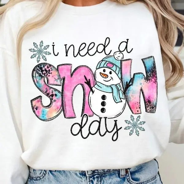 I Need A Snow Day DTF Transfers - THIS IS NOT A SHIRT Hoodie, Sweatshirt | RetroVerseTees.com