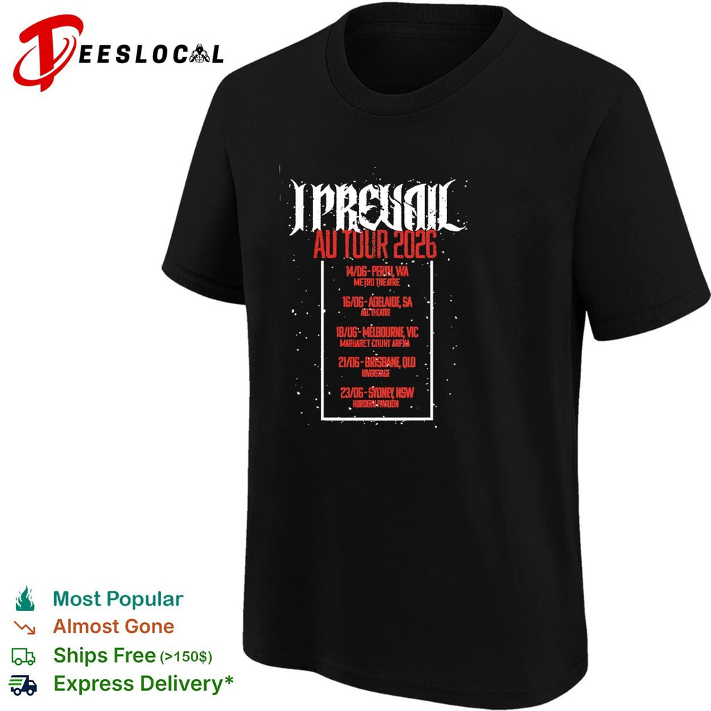 I Prevail AU Tour 2026 Perth Adelaide Melbourne Brisbane Sydney tour dates shirt