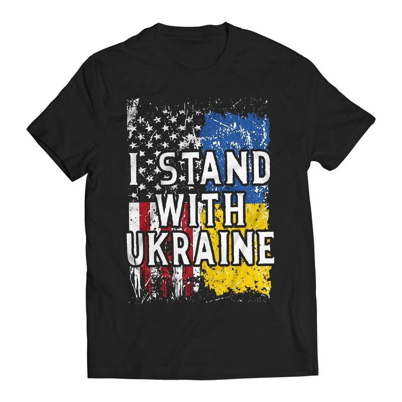 I Stand With Ukraine US Flag V. Zelenskyy Ukrainians Support T-Shirt Casual Comfort Hoodie, Sweatshirt | RetroVerseTees.com