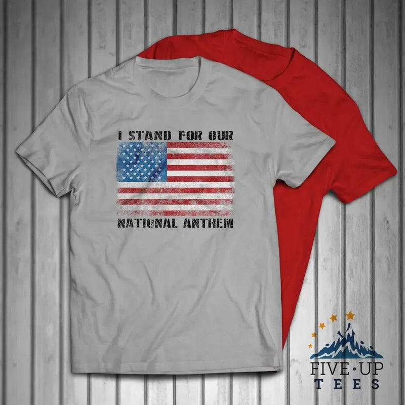 I Stand for Our National Anthem USA Flag Patriotic Men's T-shirt Casual Classic Hoodie, Sweatshirt | RetroVerseTees.com