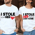 I Stole Her Heart Funny Couple Shirt Cotton Fabric Casual Streetstyle Crew Neck Short Sleeve T-Shirt for Women for Men,...