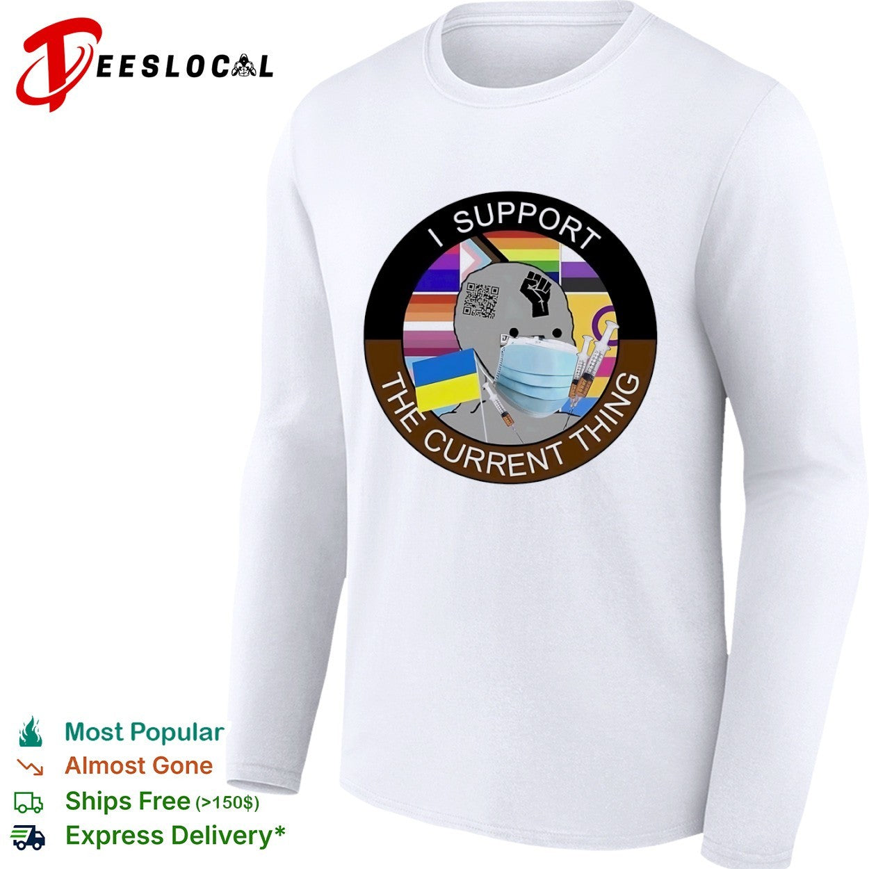 I Support The Current Thing Wojak Political Satire Meme Ukraine Flag shirt