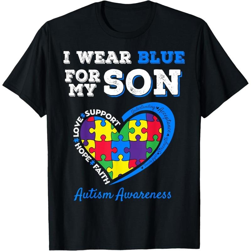 I Wear Blue For My Son Autism Awareness Mom Dad Parents T-Shirt Hoodie, Sweatshirt | RetroVerseTees.com