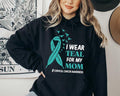 I Wear Teal For My Mom Sweatshirt, Cervical Cancer Awareness Hoodie, Cancer Warrior Fighter Sweater, Cancer Ribbon...