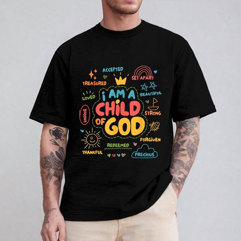 I am a Child of God Christian Tee Pure Cotton Casual Street Style Crew Neck Short Sleeve T-Shirt Tops Trendy For Women...