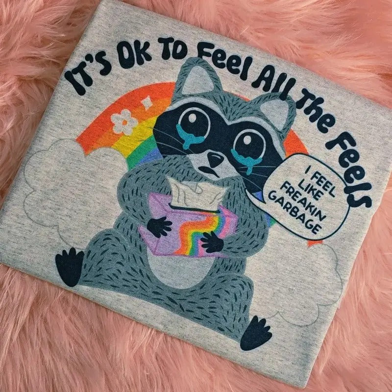 I feel like garbage funny raccoon Graphic Tee Hoodie, Sweatshirt | RetroVerseTees.com