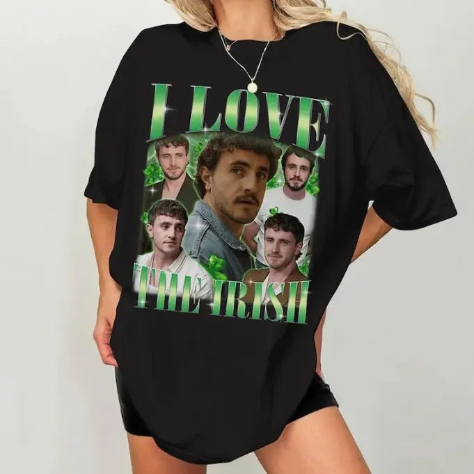 I love The Irish Paul Mescal patrick's day Shirt,St Patricks Day Shirt Hoodie, Sweatshirt | RetroVerseTees.com