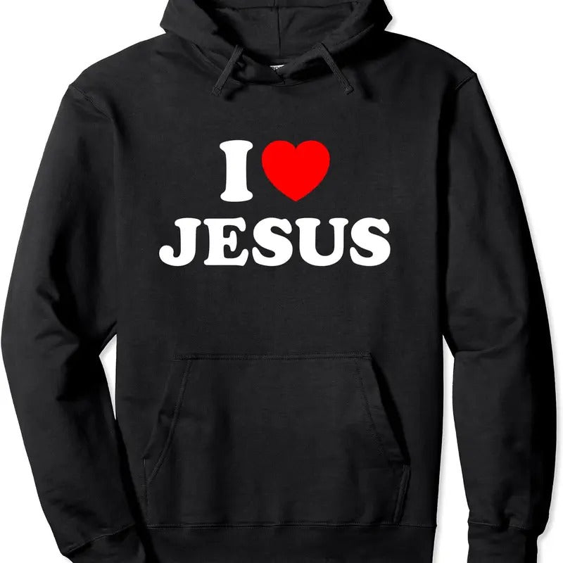I love (Heart ) Jesus Pullover Hoodie | Unisex Hooded Sweatshirt T-Shirts | RetroVerseTees.com