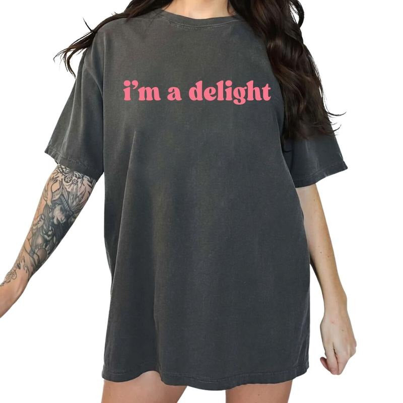 I'm A Delight Shirt, Delightful Tee, Inspirational T-shirt for Women, Motivational Saying Graphic Printed Women's Tops,...