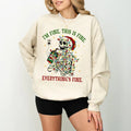 I'm Fine Skeleton Christmas Sweatshirt, Mental Health Christmas Sweatshirt, Everything Is Fine Funny Christmas Light...