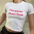 I'm Gayer Than I Look Funny Gay Pride Baby Tee y2k, 90s Baby Tee, Pride Baby Tee, LGBT Shirt, Y2K Baby Tee, Queer Shirt,...