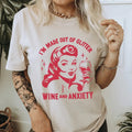 I'm Made Out Of Glitter Wine and Anxiety T-Shirt. Snarky Vintage Graphic Shirt. Hoodie, Sweatshirt | RetroVerseTees.com