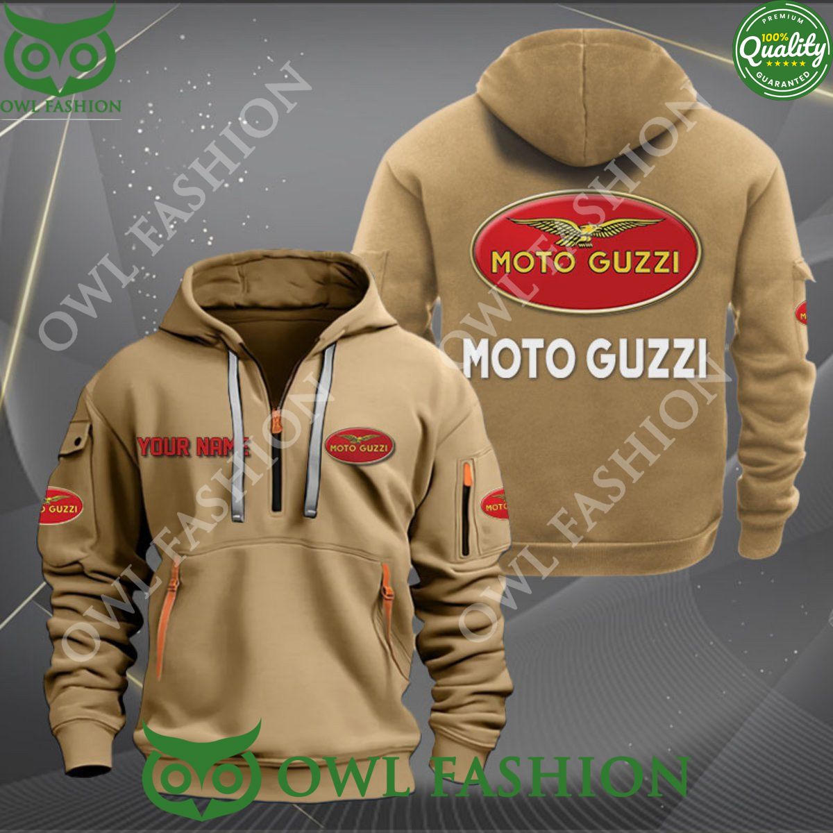 Moto Guzzi Italian Brand Motorcycles Custom 2d quarter zip hoodie
