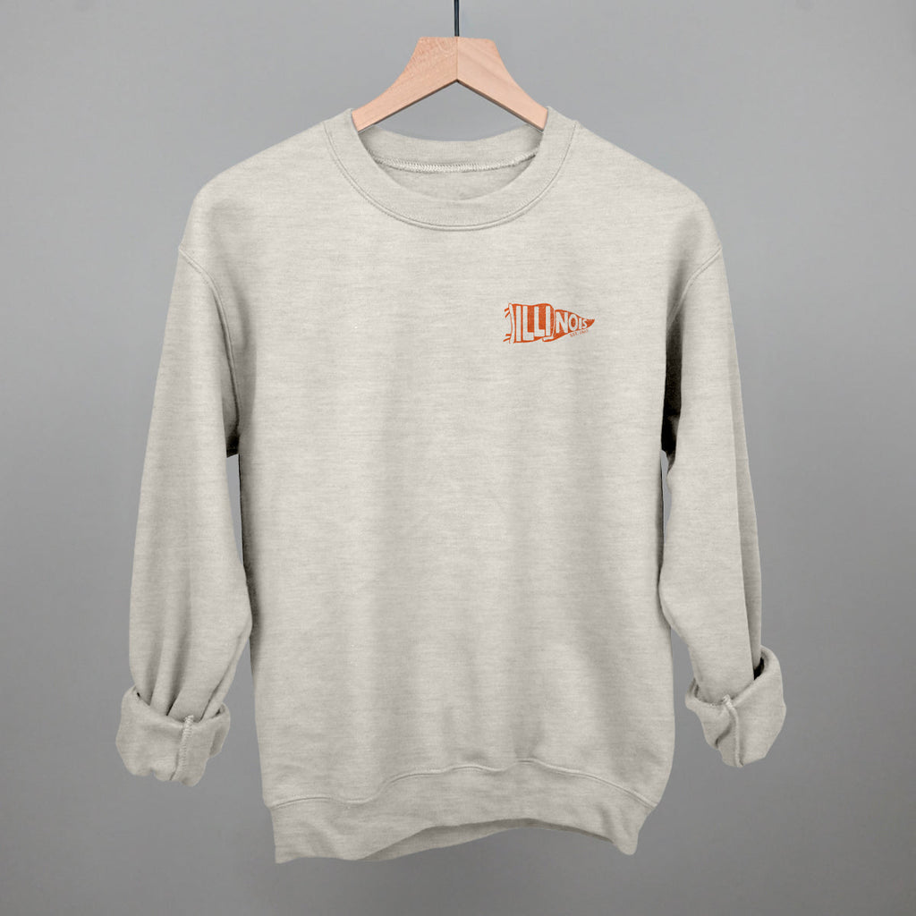 Illinois Pennant Flag (Left Chest) T-Shirts, Hoodie, Sweatshirt | RetroVerseTees.com (Image 1)