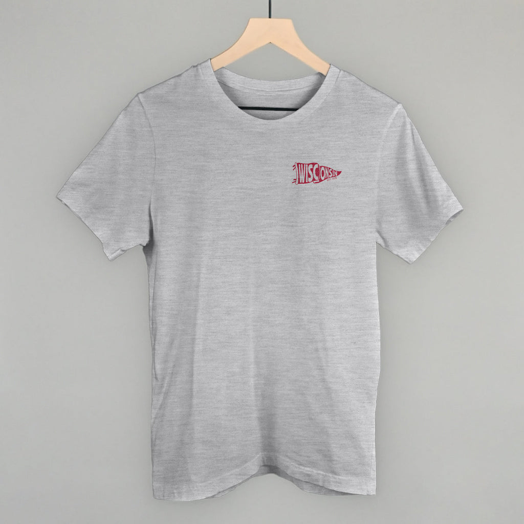Wisconsin Pennant Flag (Left Chest) T-Shirts, Hoodie, Sweatshirt | RetroVerseTees.com (Image 2)