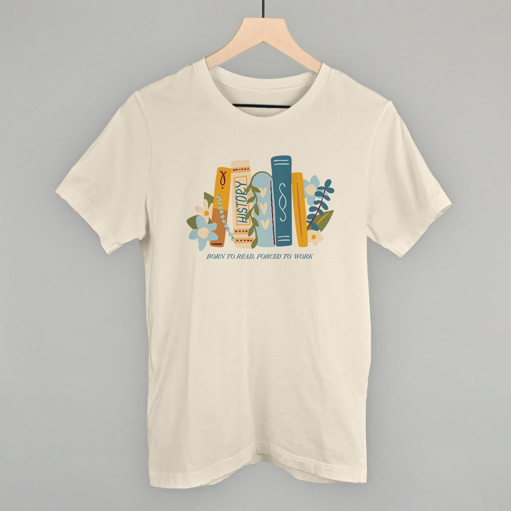Born To Read, Forced To Work Doodle T-Shirts, Hoodie, Sweatshirt | RetroVerseTees.com (Image 1)