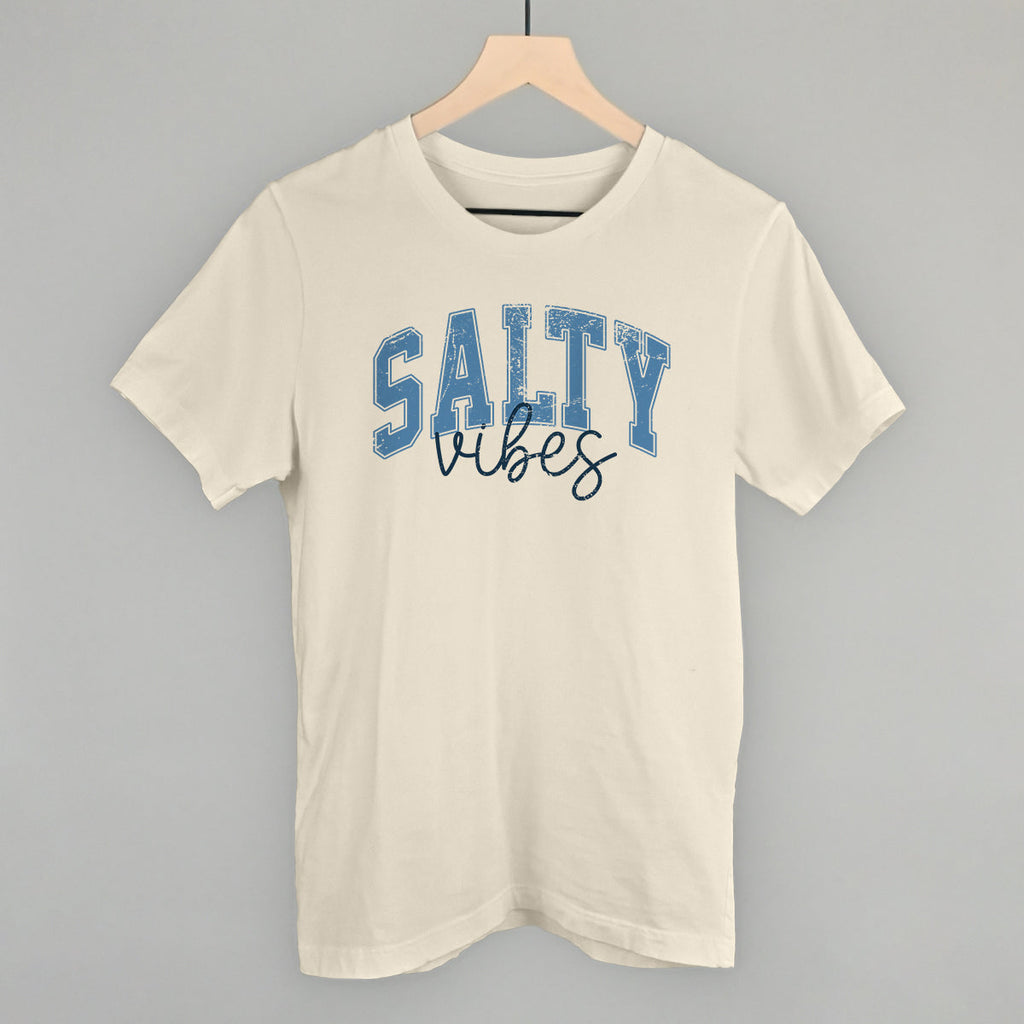 Salty Vibes Arch + Script Distressed T-Shirts, Hoodie, Sweatshirt | RetroVerseTees.com (Image 1)