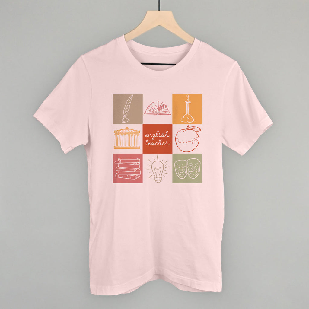 English Teacher Doodle Grid T-Shirts, Hoodie, Sweatshirt | RetroVerseTees.com (Image 1)