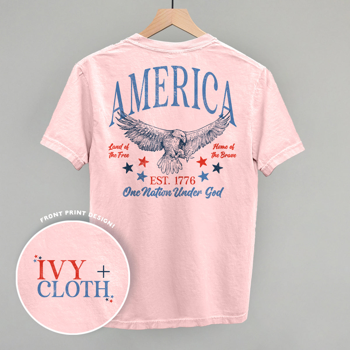 America Red & Blue Eagle (Back Print) T-Shirts, Hoodie, Sweatshirt | RetroVerseTees.com (Image 2)