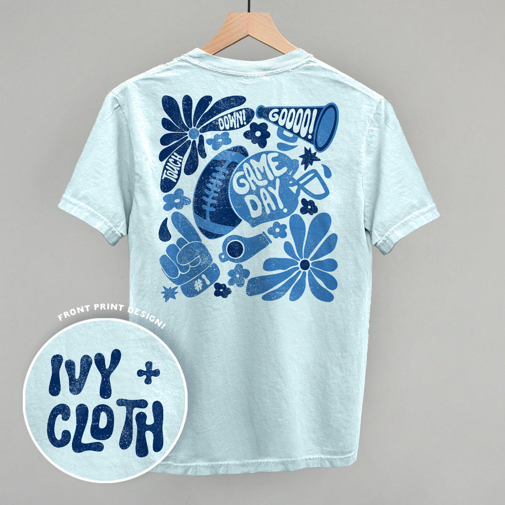 Floral Game Day Blue (Back Print) T-Shirts, Hoodie, Sweatshirt | RetroVerseTees.com (Image 1)