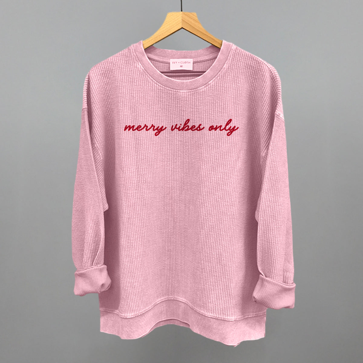 Merry Vibes Only Script T-Shirts, Hoodie, Sweatshirt | RetroVerseTees.com (Image 1)