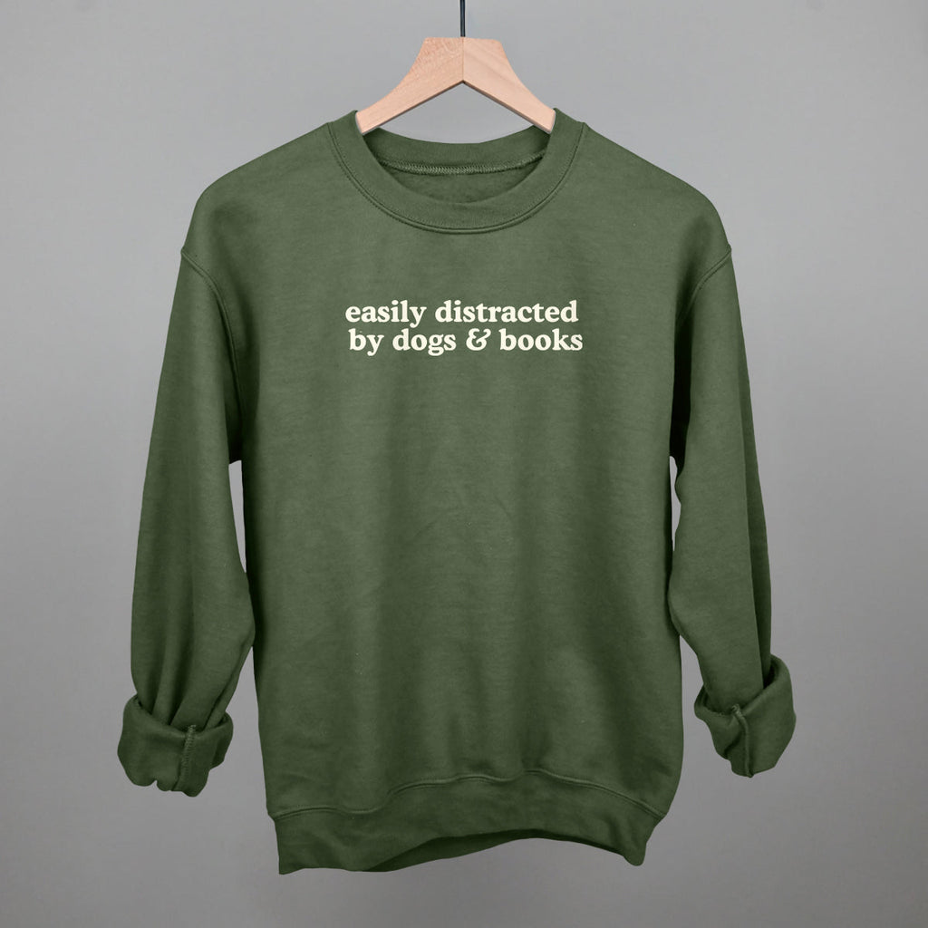 Easily Distracted By Dogs & Books T-Shirts, Hoodie, Sweatshirt | RetroVerseTees.com (Image 1)