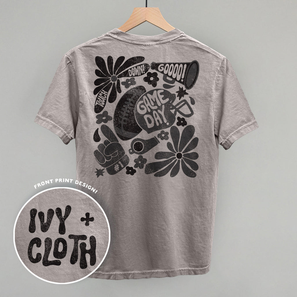 Floral Game Day Black (Back Print) T-Shirts, Hoodie, Sweatshirt | RetroVerseTees.com (Image 1)