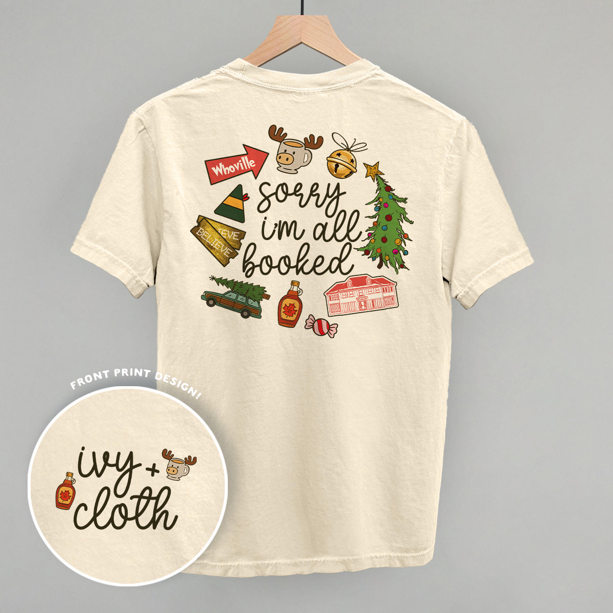 Sorry I'm All Booked Christmas Movies (Back Print) T-Shirts, Hoodie, Sweatshirt | RetroVerseTees.com (Image 3)