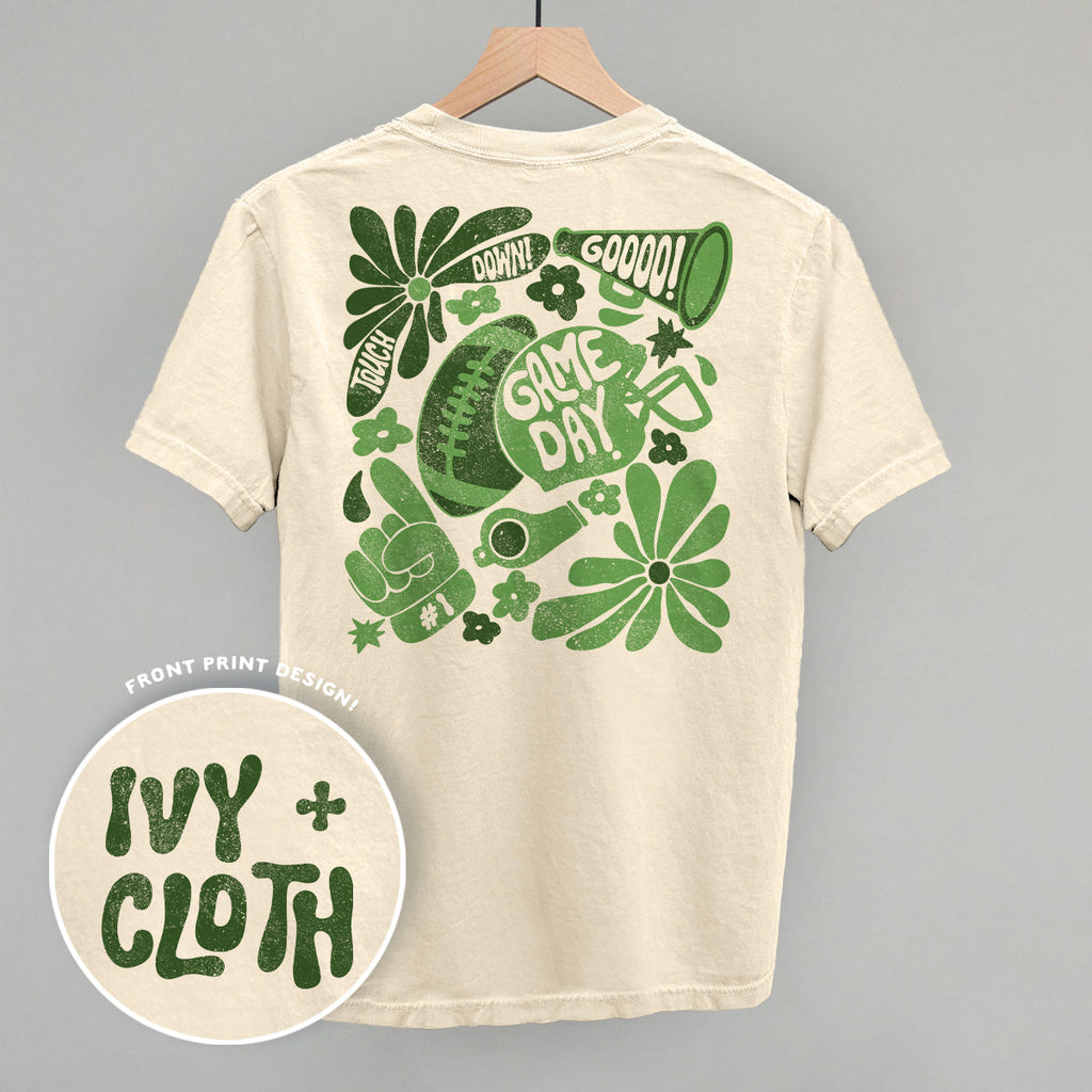 Floral Game Day Green (Back Print) T-Shirts, Hoodie, Sweatshirt | RetroVerseTees.com (Image 1)