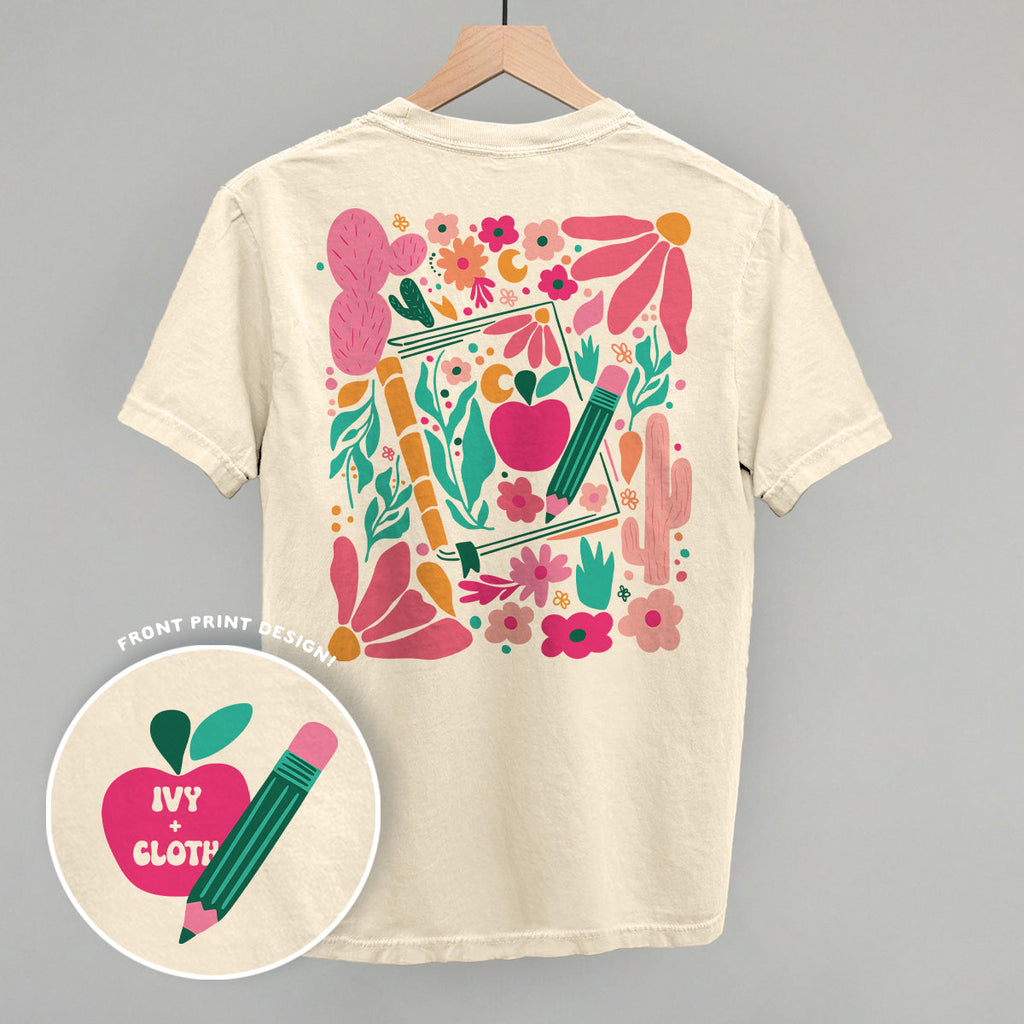 Abstract Floral Teacher Doodle (Back Print) T-Shirts, Hoodie, Sweatshirt | RetroVerseTees.com (Image 1)