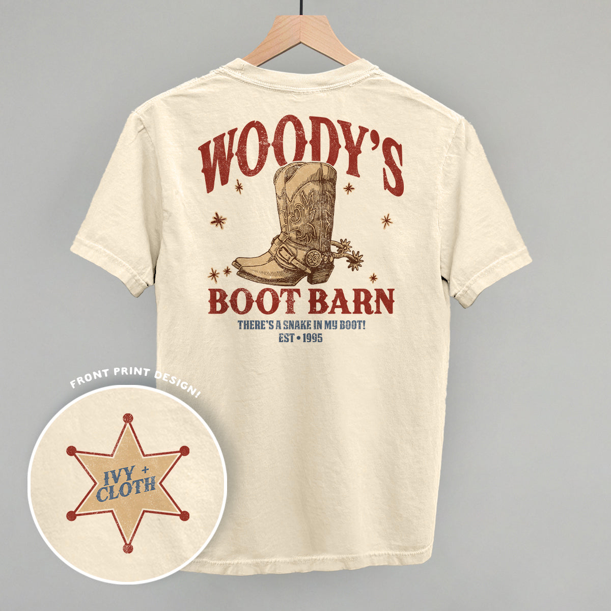 Woody's Boot Barn (Back Print) T-Shirts, Hoodie, Sweatshirt | RetroVerseTees.com (Image 2)