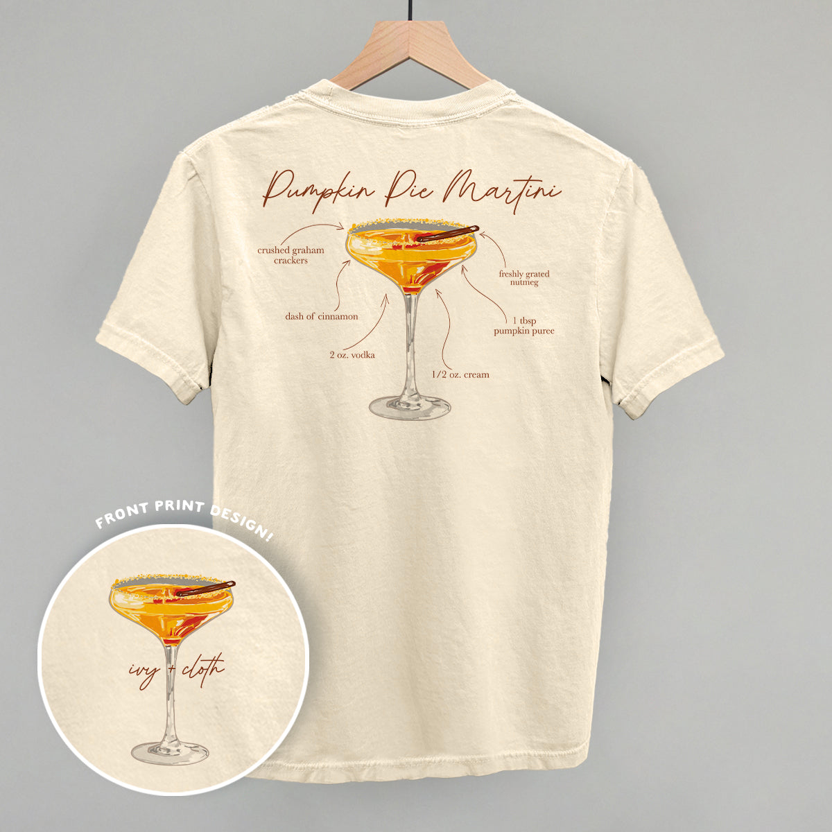 Pumpkin Pie Martini Recipe (Back Print) T-Shirts, Hoodie, Sweatshirt | RetroVerseTees.com (Image 1)