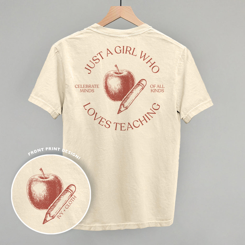 Just A Girl Who Loves Teaching (Back Print) T-Shirts, Hoodie, Sweatshirt | RetroVerseTees.com (Image 3)