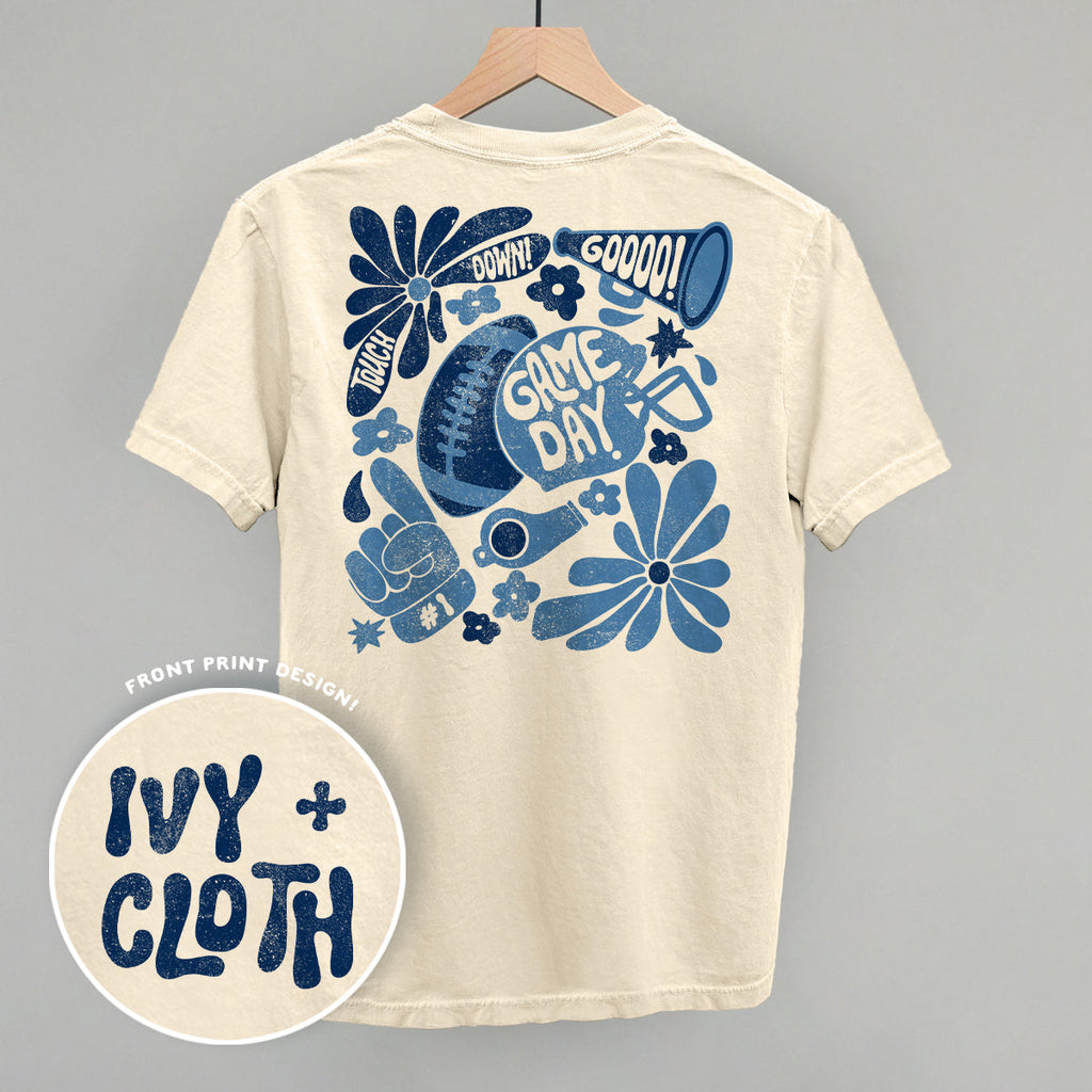 Floral Game Day Blue (Back Print) T-Shirts, Hoodie, Sweatshirt | RetroVerseTees.com (Image 2)